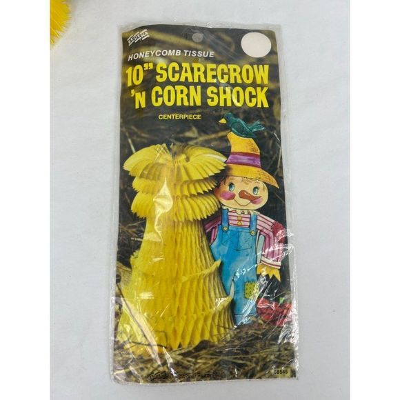 Eureka Scarecrow Halloween 1950 Corn Shock Honeycomb Tissue Foldout Thanksgiving - Picture 4 of 5
